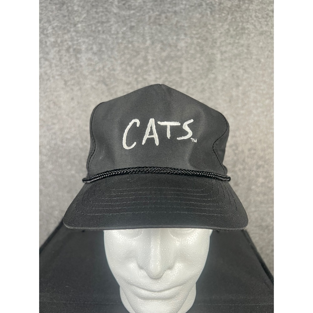 Vintage 90s Cats The Musical Snapback Hat Head To Toe Black Rope Trucker Cap